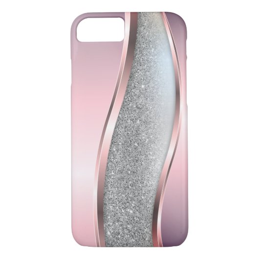 Trendfarbenes Cooles Rosa, Silberner Glitzer - Per Case-Mate iPhone Hülle (Rückseite)