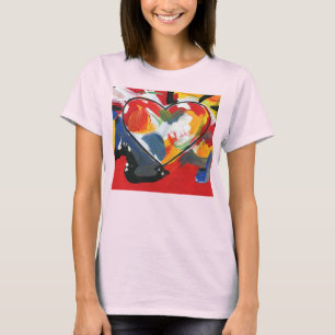 Trendfarbenes, farbenfrohes Wasserfarbenherz T-Shirt