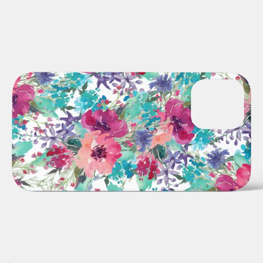 Trendfarbenes, florales Muster Case-Mate iPhone Hülle (Rückseite (Horizontal))
