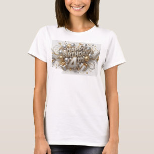 Trendfarbenes HAPPY BIRTHDAY 4TH Zitat-Shirt T-Shirt