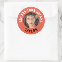 Trendfarbenes, inspirierendes Foto in Rot und Weiß Runder Aufkleber