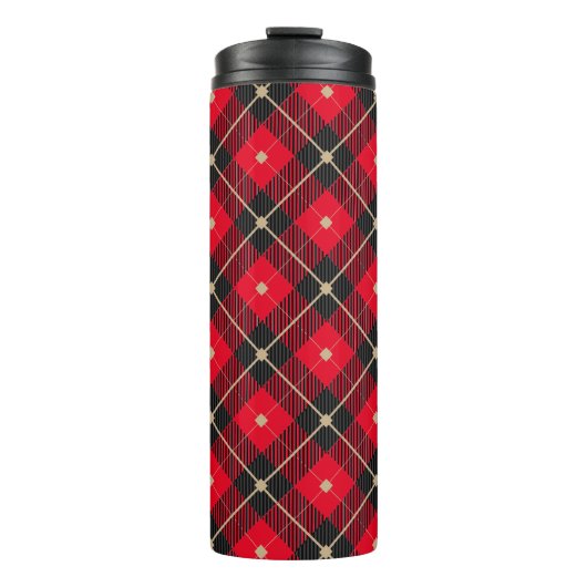 Trendfarbenes Kariertes Muster Thermosbecher (Vorderseite)