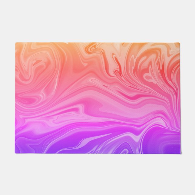 Trendfarbenes Lila Rot-Gelb Abstrakt  Fußmatte (Vorderseite)