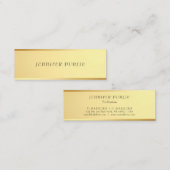 Trendfarbenes Minimalistisches Design Glamour Gold Mini Visitenkarte (Vorne/Hinten)