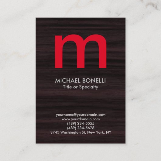 Trendfarbenes, modernes, braunes Monogramm Visitenkarte (Vorderseite)