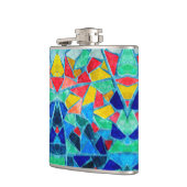 Trendfarbenes Mosaik-Abstraktes Muster Flachmann (Links)