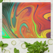 Trendfarbenes Neonorangefarbenes, blau-gelbes Grün Geschirrtuch (Gefaltet)