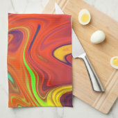 Trendfarbenes Neonorangefarbenes, blau-gelbes Grün Geschirrtuch (Viertel Falte)