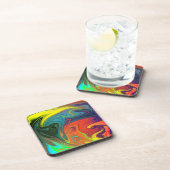 Trendfarbenes Neonorangefarbenes, blau-gelbes Grün Getränkeuntersetzer (Rechte Seite)