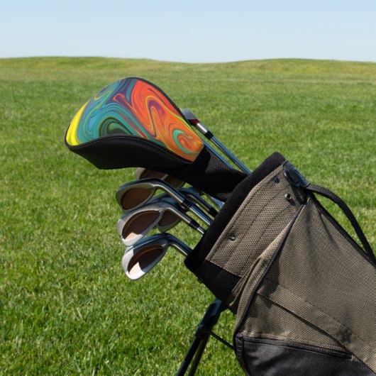 Trendfarbenes Neonorangefarbenes, blau-gelbes Grün Golf Headcover (In SItu)