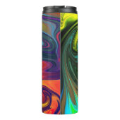 Trendfarbenes Neonorangefarbenes, blau-gelbes Grün Thermosbecher (Rückseite)