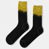Trendfarbenes Party aus Schwarz und Gold Glitzer Socken (Linkes Detail)