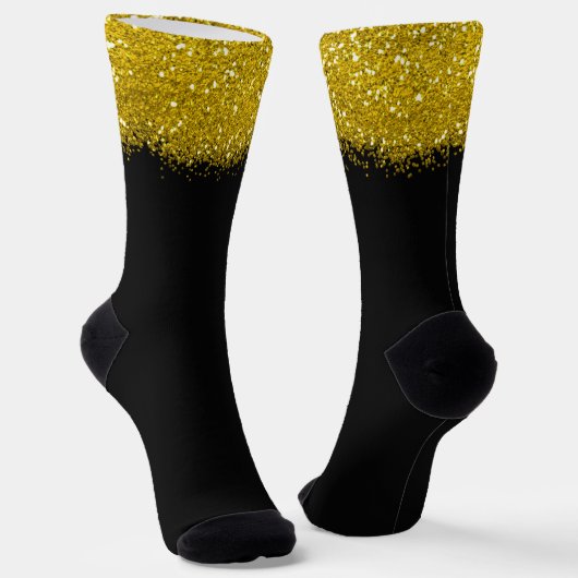 Trendfarbenes Party aus Schwarz und Gold Glitzer Socken (Gewinkelt)