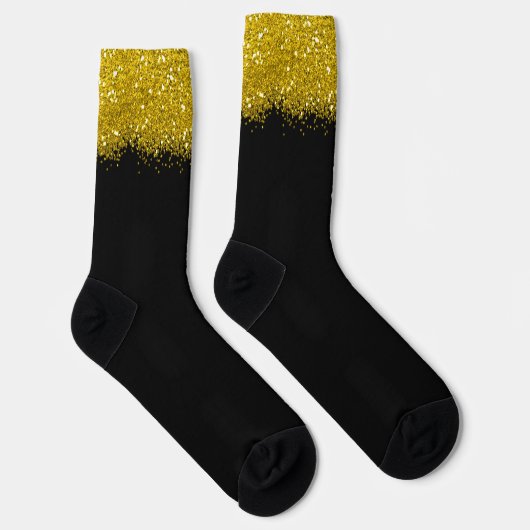 Trendfarbenes Party aus Schwarz und Gold Glitzer Socken (Rechts)