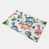 Trendfarbenes Personalisiertes Dinosaurier-Muster Fußmatte (Schrägansicht)
