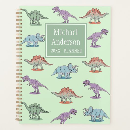 Trendfarbenes Personalisiertes Dinosaurier-Muster Planer (Vorderseite)