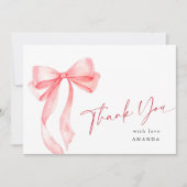 Trendfarbenes Pink Bow Coquette Brautparty Dankeskarte (Vorderseite)