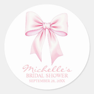 Trendfarbenes Pink Bow Coquette Brautparty Runder Aufkleber