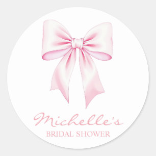 Trendfarbenes Pink Bow Coquette Brautparty Runder Aufkleber