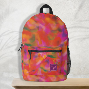 Trendfarbenes rosa, gelb-grünes Gefärbte Krawatte- Bedruckter Rucksack
