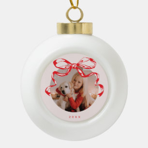 Trendfarbenes Schleifenbogen Foto Holiday/Christma Keramik Kugel-Ornament