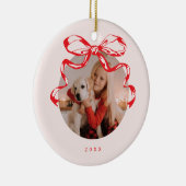 Trendfarbenes Schleifenbogen Foto Holiday/Christma Keramik Ornament (Rechts)