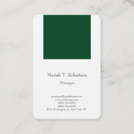 Trendfarbenes schlichtes, minimalistisches Waldgrü Visitenkarte