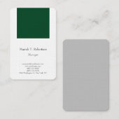 Trendfarbenes schlichtes, minimalistisches Waldgrü Visitenkarte (Vorne/Hinten)