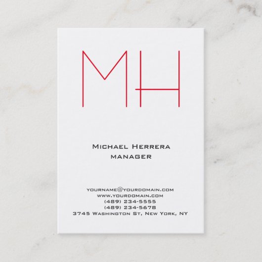 Trendfarbenes, schlichtes Monogramm Visitenkarte (Vorderseite)