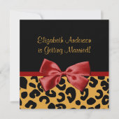 Trendfarbenes Schwarz- und Goldleopard-Print-Braut Einladung (Vorderseite)