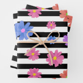 Trendfarbenes Schwarz/Weiß Streifen Muster Geschenkpapier Set (Beispiel)