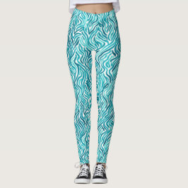 Trendfarbenes türkisfarbenes Ozeanwellenmuster Leggings