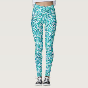 Trendfarbenes türkisfarbenes Ozeanwellenmuster Leggings