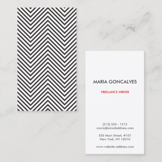 Trendfarbenes und Angesagtes Schwarz/Weiß-Zickzack Visitenkarte (Vorne/Hinten)