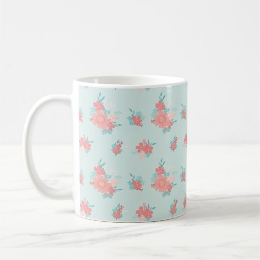 Trendfarbenes und schönes Blumendesign Kaffeetasse (Links)