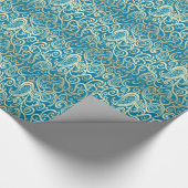 Trendfarbenes, Vintages, blumengeschmücktes aquama Geschenkpapier (Ecke)