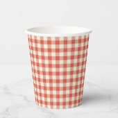 Trendfarbenes Vintages rotes Schachbrettmuster Pappbecher (Vorderseite)