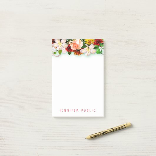 Trendfarbenes Wasser Blume Bouquet Post-it Klebezettel (Auf Schreibtisch)