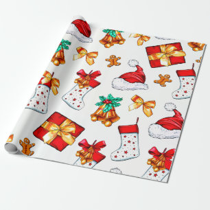 Trendfarbenes Weihnachtselement-Musterpapier Geschenkpapier