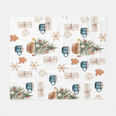 Trendfarbenes Weihnachtsmuster | Wasserfarbe Fleecedecke (Vorderseite (Horizontal))