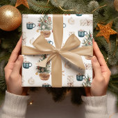 Trendfarbenes Weihnachtsmuster | Wasserfarbe Geschenkpapier