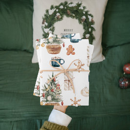 Trendfarbenes Weihnachtsmuster | Wasserfarbe Geschenkpapier Set