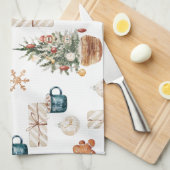 Trendfarbenes Weihnachtsmuster | Wasserfarbe Geschirrtuch (Viertel Falte)