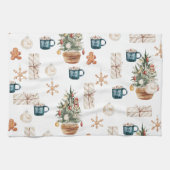 Trendfarbenes Weihnachtsmuster | Wasserfarbe Geschirrtuch (Horizontal)