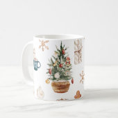 Trendfarbenes Weihnachtsmuster | Wasserfarbe Kaffeetasse (Vorderseite Links)