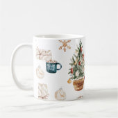 Trendfarbenes Weihnachtsmuster | Wasserfarbe Kaffeetasse (Links)