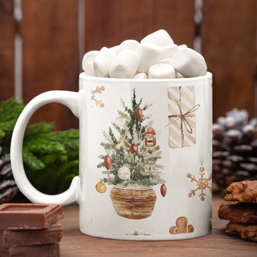 Trendfarbenes Weihnachtsmuster | Wasserfarbe Kaffeetasse