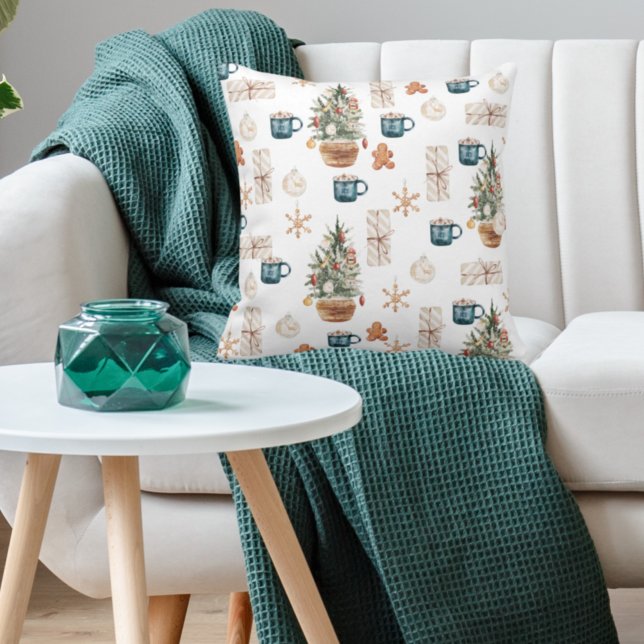 Trendfarbenes Weihnachtsmuster | Wasserfarbe Kissen (Von Creator hochgeladen)