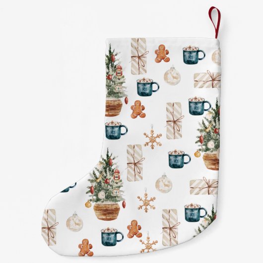 Trendfarbenes Weihnachtsmuster | Wasserfarbe Kleiner Weihnachtsstrumpf (Rückseite)