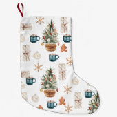 Trendfarbenes Weihnachtsmuster | Wasserfarbe Kleiner Weihnachtsstrumpf (Vorderseite)